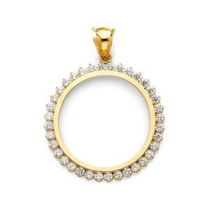 New 14k solid gold color 50 pesos Coin Bezel Frame pendant